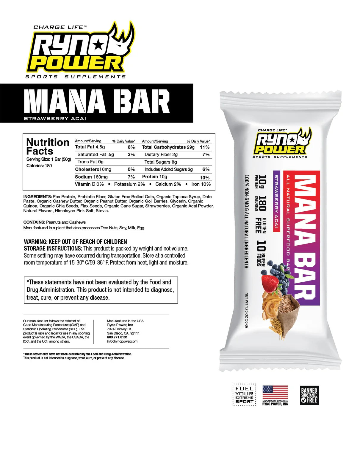 MANA BAR Proteinriegel Strawberry Acai